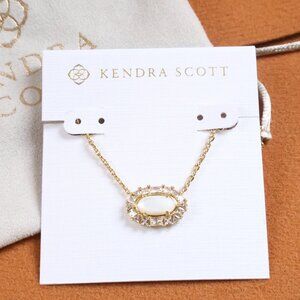 Kendra Scott Elisa Crystal Frame Ivory Mother-of-Pearl Necklace Gold